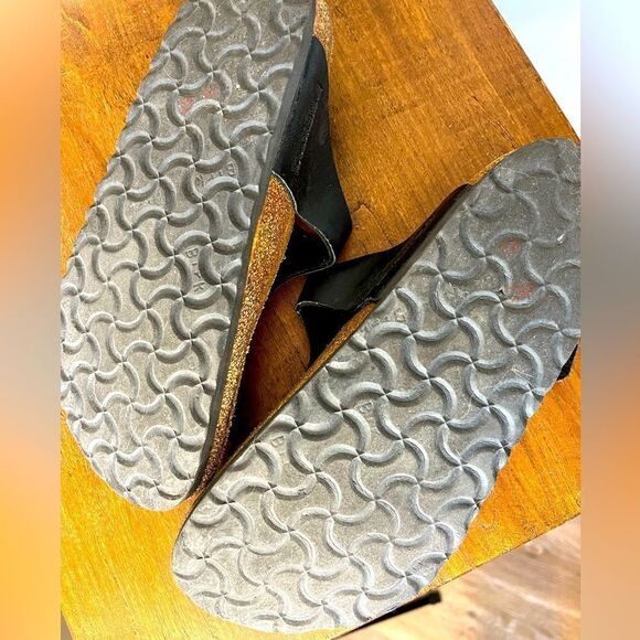 Birkenstock Gizeh Black Leather Sandals Size 37 - Picture 9 of 10